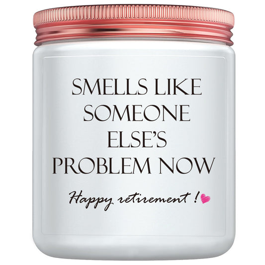 Lavender scented retirement candle suitable for both women and men.