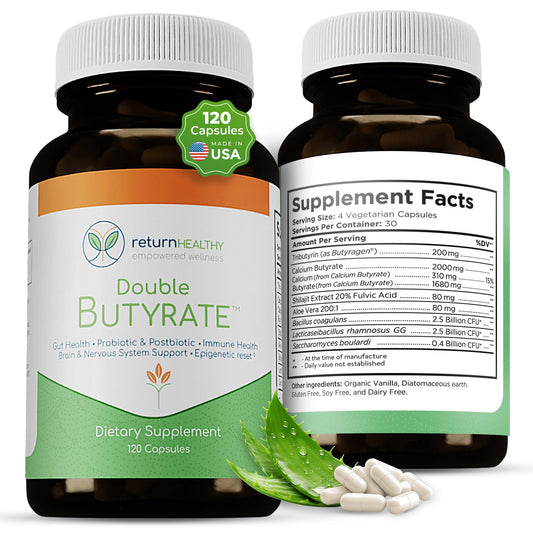 Return Healthy Double Butyrate bottle with 120 capsules