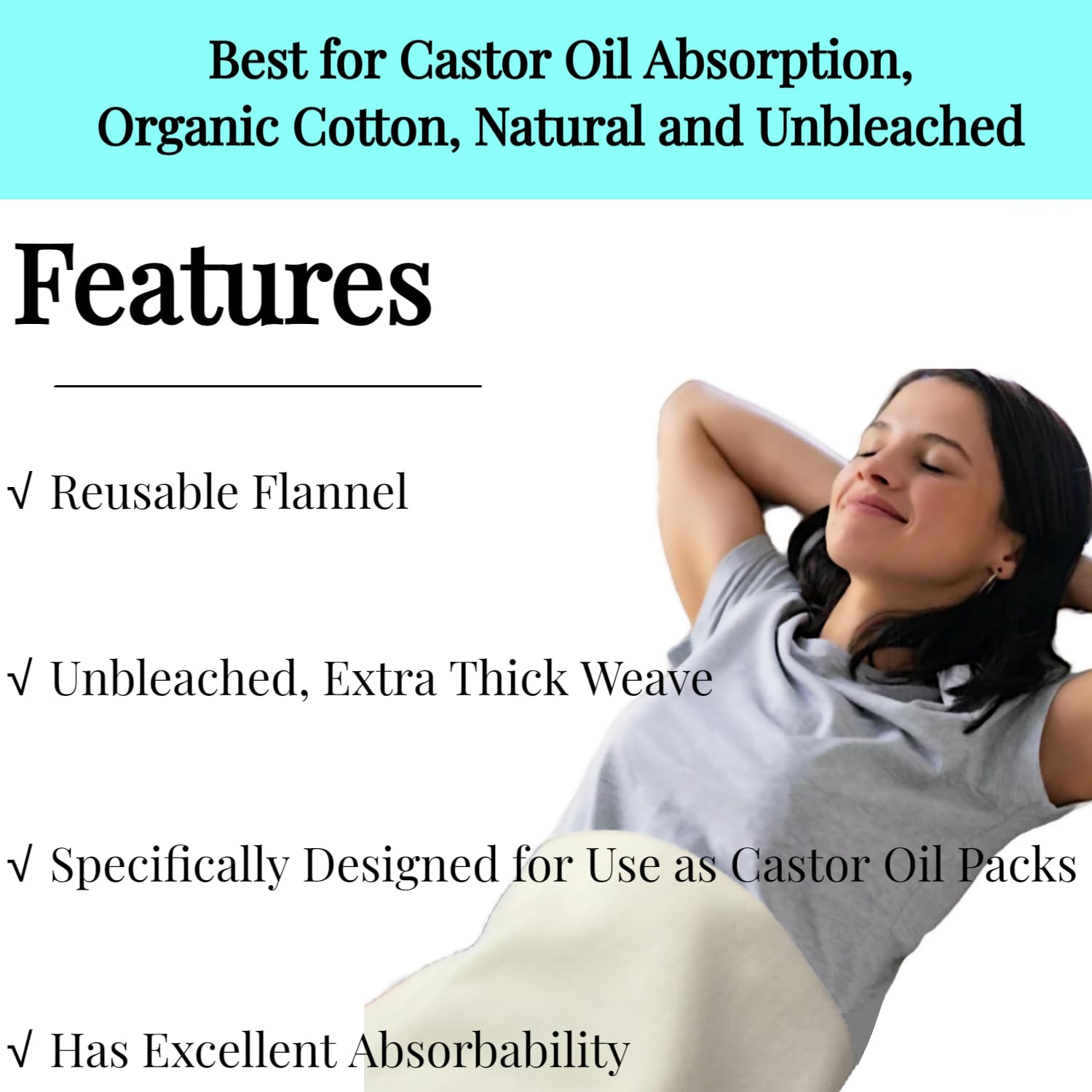 Reusable flannel pads for castor oil compress