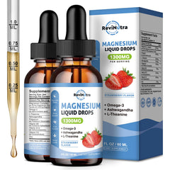 Front view of ReviNutra 2-pack Liquid Magnesium Glycinate Drops bottle