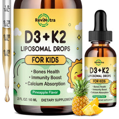 Front label of ReviNutra D3 K2 Drops for Kids