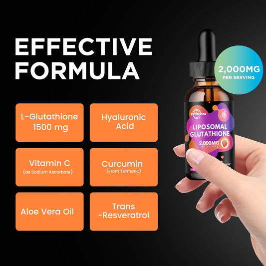 ReviNutra Liposomal Glutathione 2000mg bottle – side view