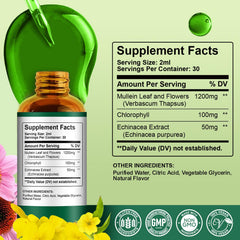 Close-up of mullein leaf and Echinacea ingredients on the product image