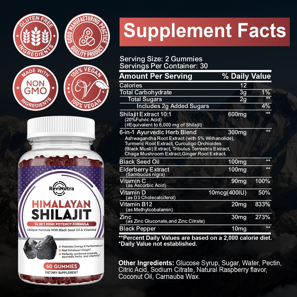 Recommended serving of two gummies per day for vitality