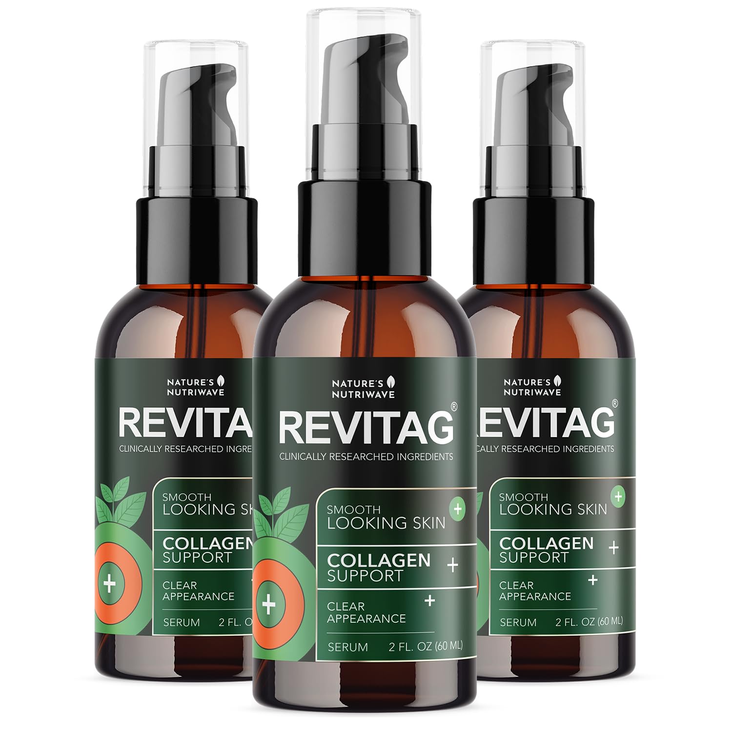 ReviTag Skin Serum bottle with dropper on a white background