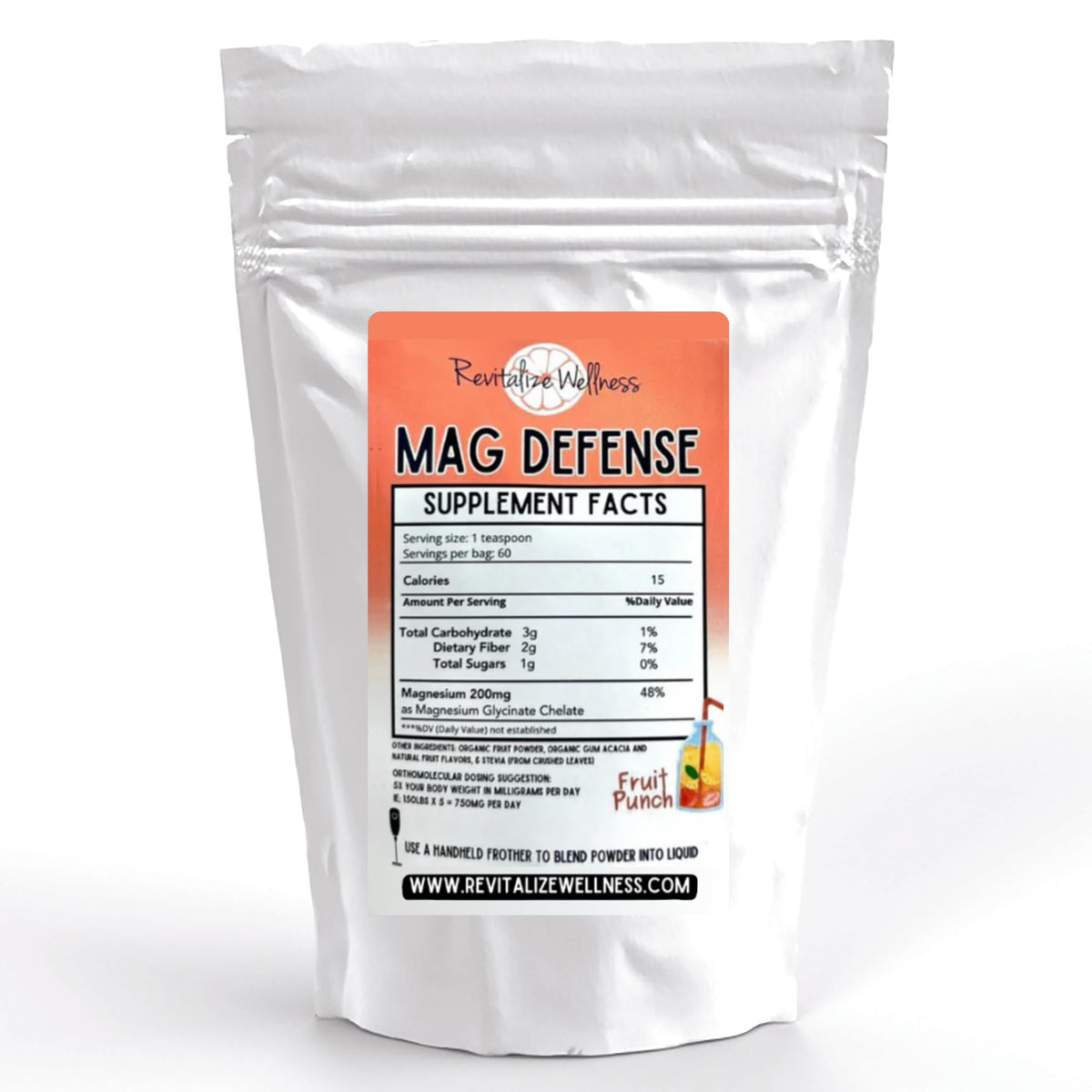 Product bottle of Revitalize Wellness Mag Defense Powder
