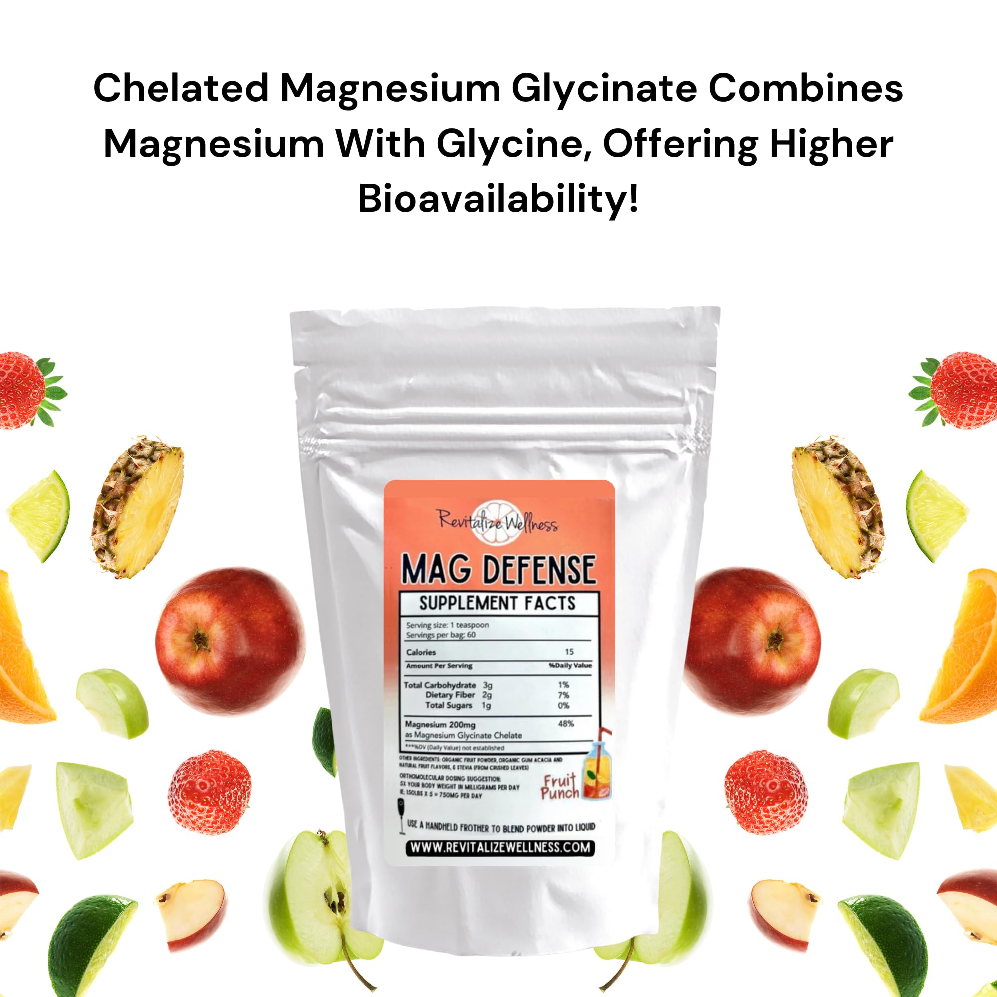 Label highlighting magnesium glycinate and 200 mg per serving