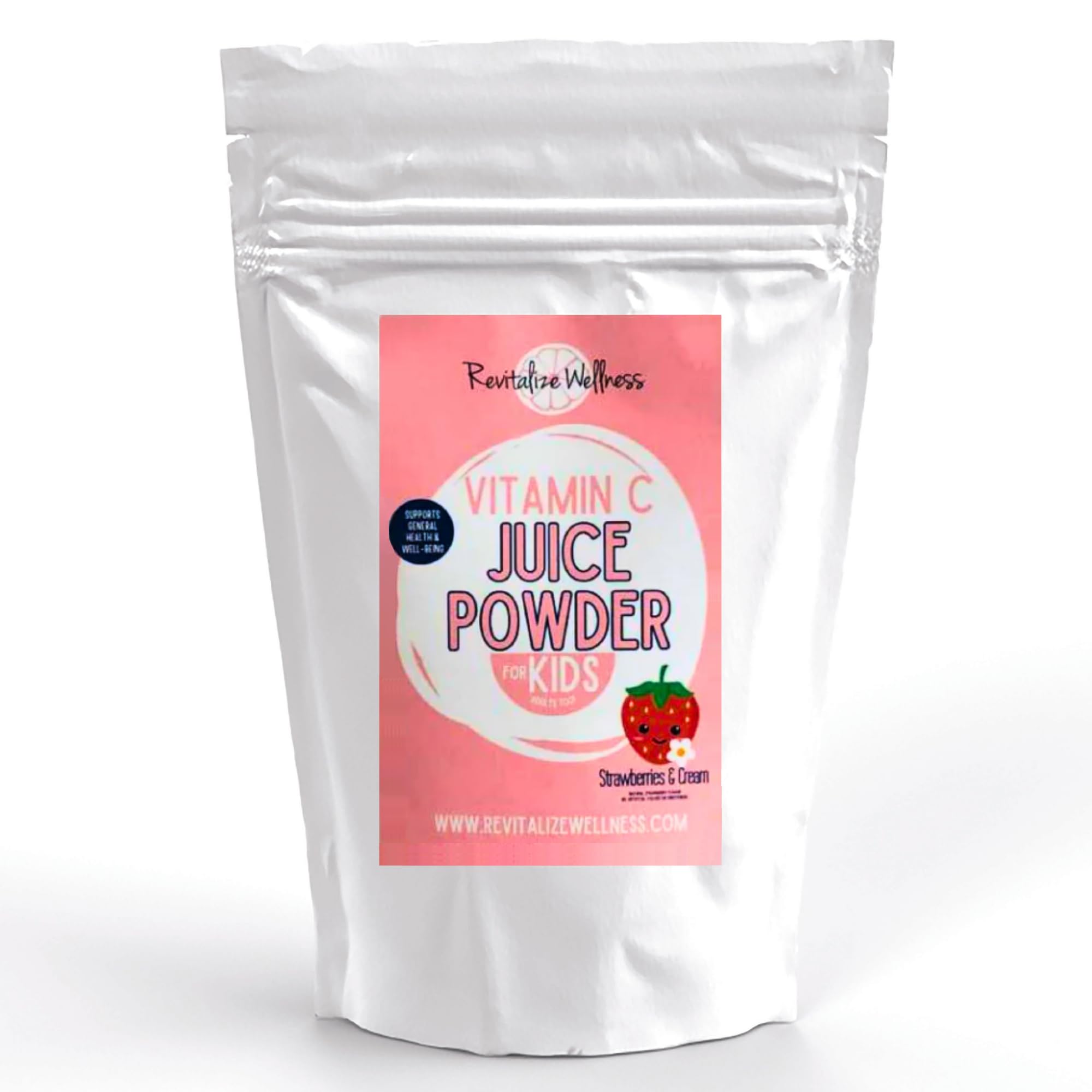 Bottle and scoop of Revitalize Wellness Vitamin C Juice Powder