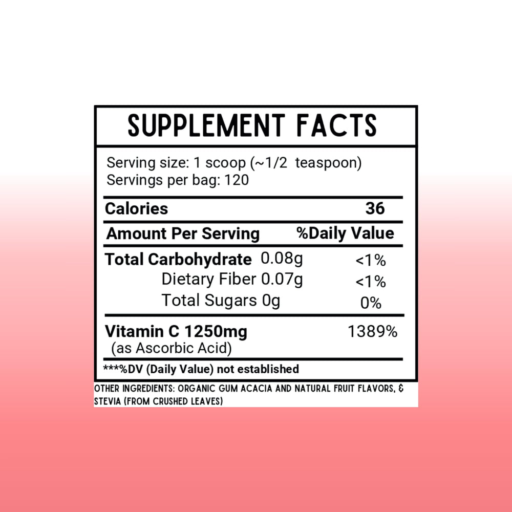 1/2 teaspoon serving portion of Vitamin C powder