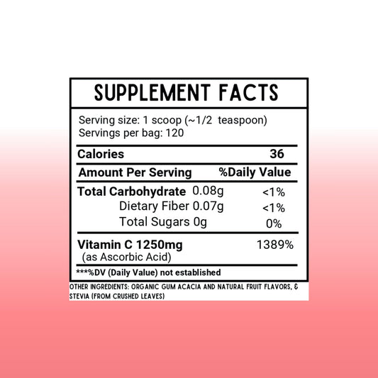 1/2 teaspoon serving portion of Vitamin C powder