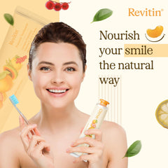 Child brushing teeth with Revitin toothpaste