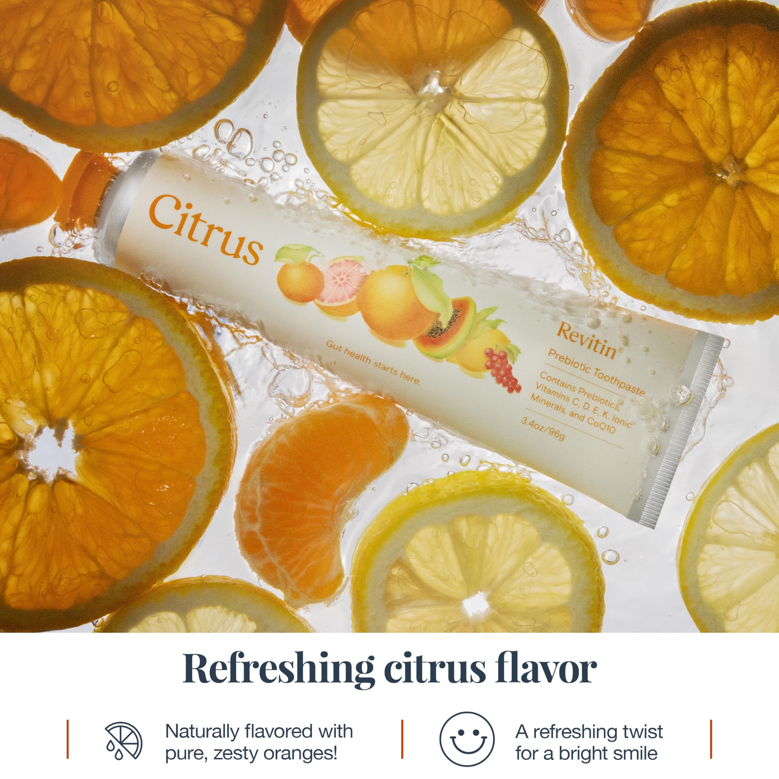 Zoomed view of ingredients and natural citrus flavor