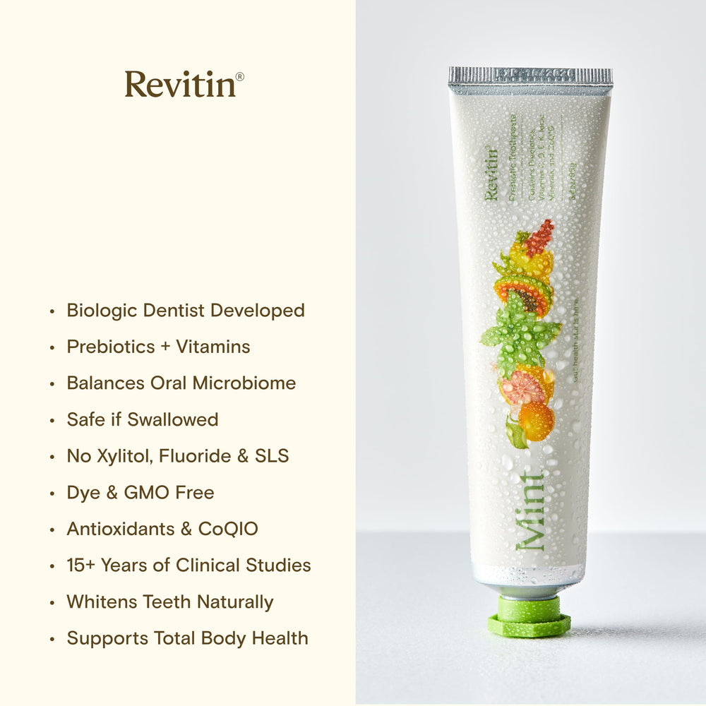 Ingredients close-up of Revitin toothpaste