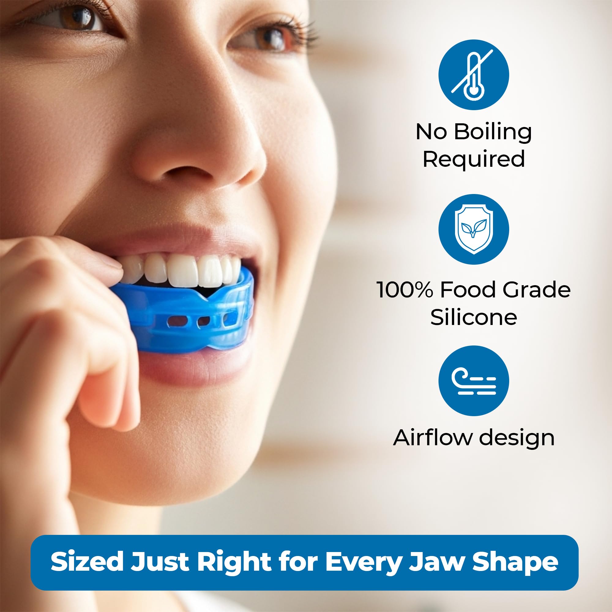 Close-up of blue food-grade silicone material for Reviv guard