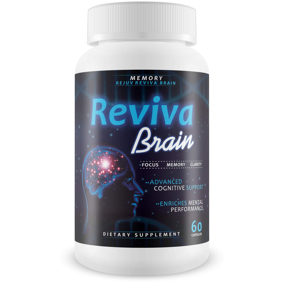 Reviva Brain Memory Rejuv bottle on white background