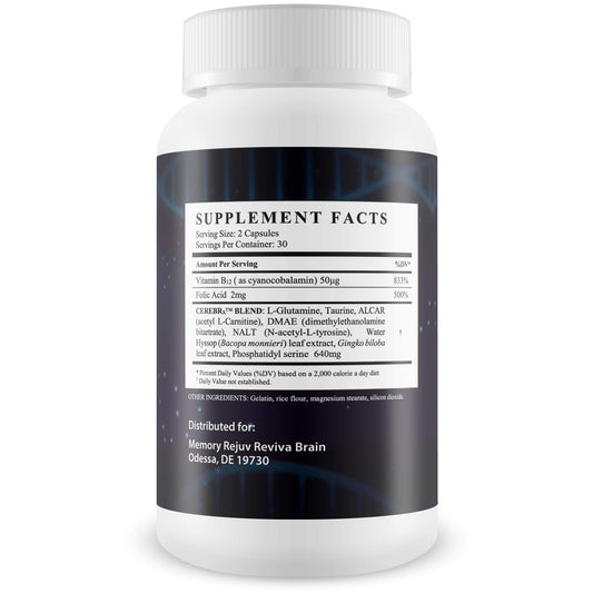 Close-up of Reviva Brain Memory Rejuv capsules