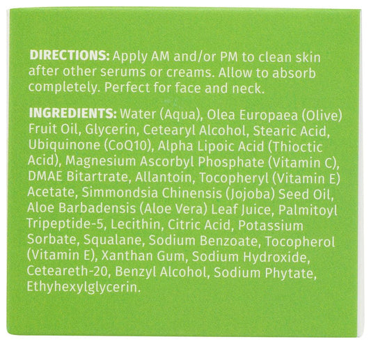 Close-up of Alpha Lipoic Acid Vitamin C Ester and DMAE ingredients