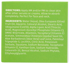 Close-up of Alpha Lipoic Acid Vitamin C Ester and DMAE ingredients