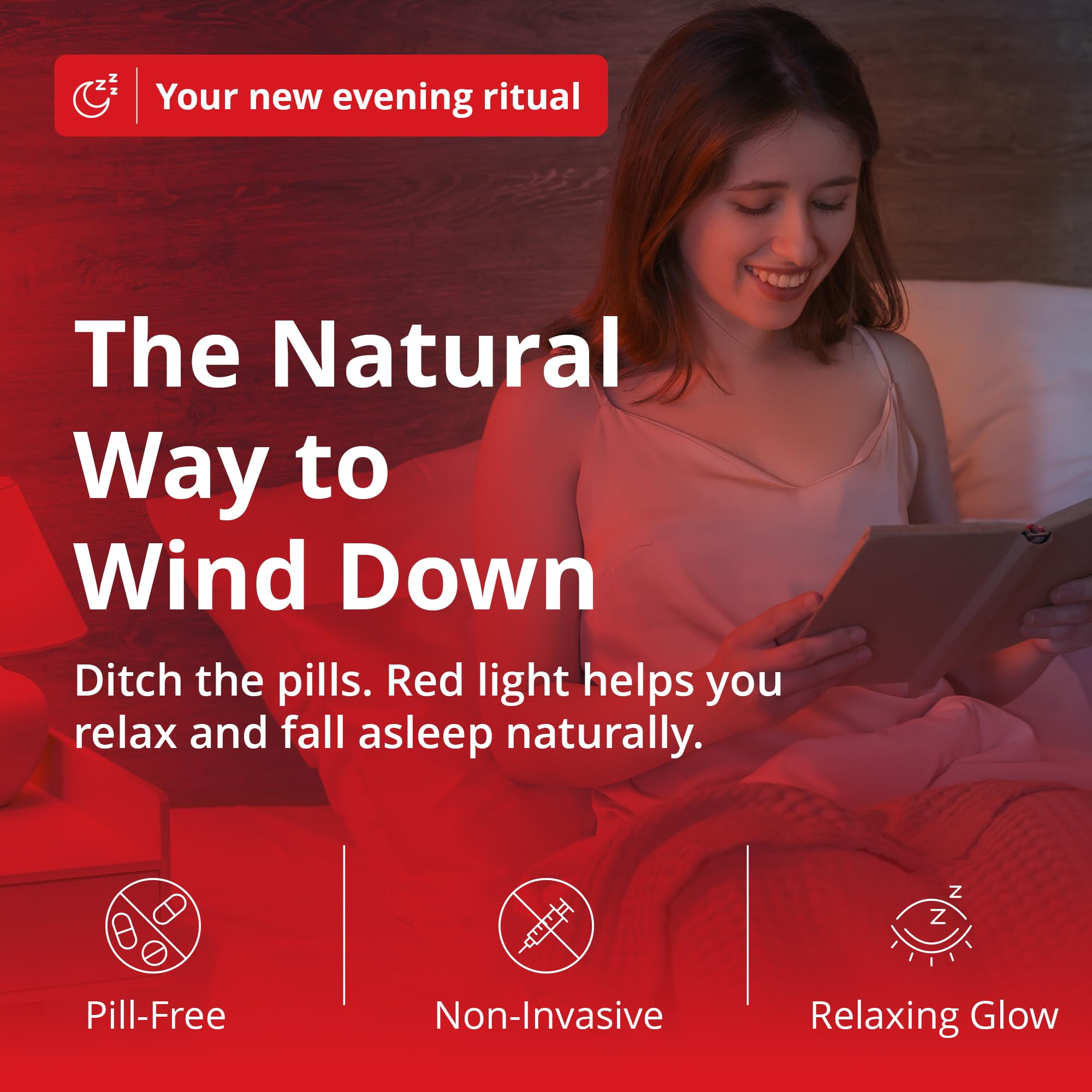 Person relaxing in a dim room powered by Revive red light therapy bulb