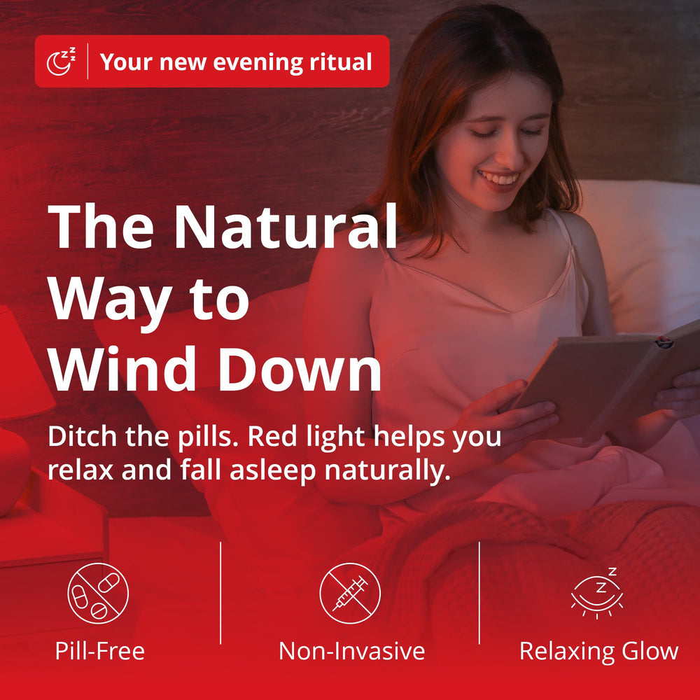 Person relaxing in a dim room powered by Revive red light therapy bulb