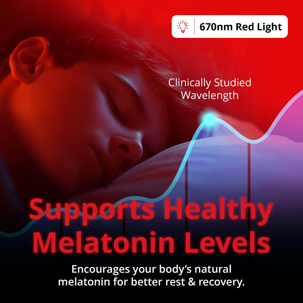 Lamp shade with Revive 670nm red light bulb for melatonin-friendly lighting