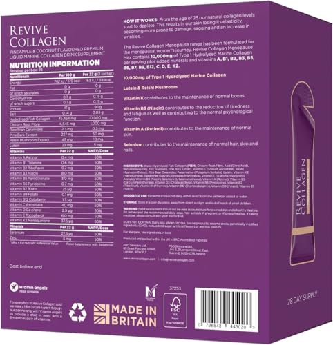 Close-up of Revive Collagen Menopause Drink bottle