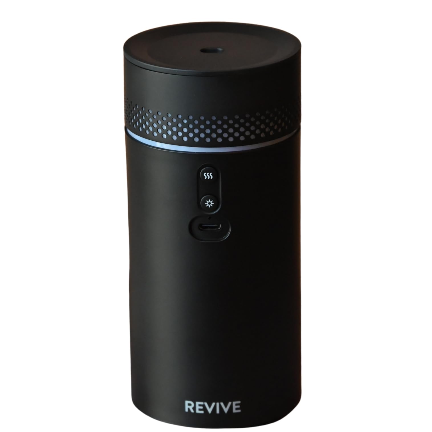 Revive Essential Oils Forte Rechargeable Diffuser in car cup holder provides drive-time aroma.