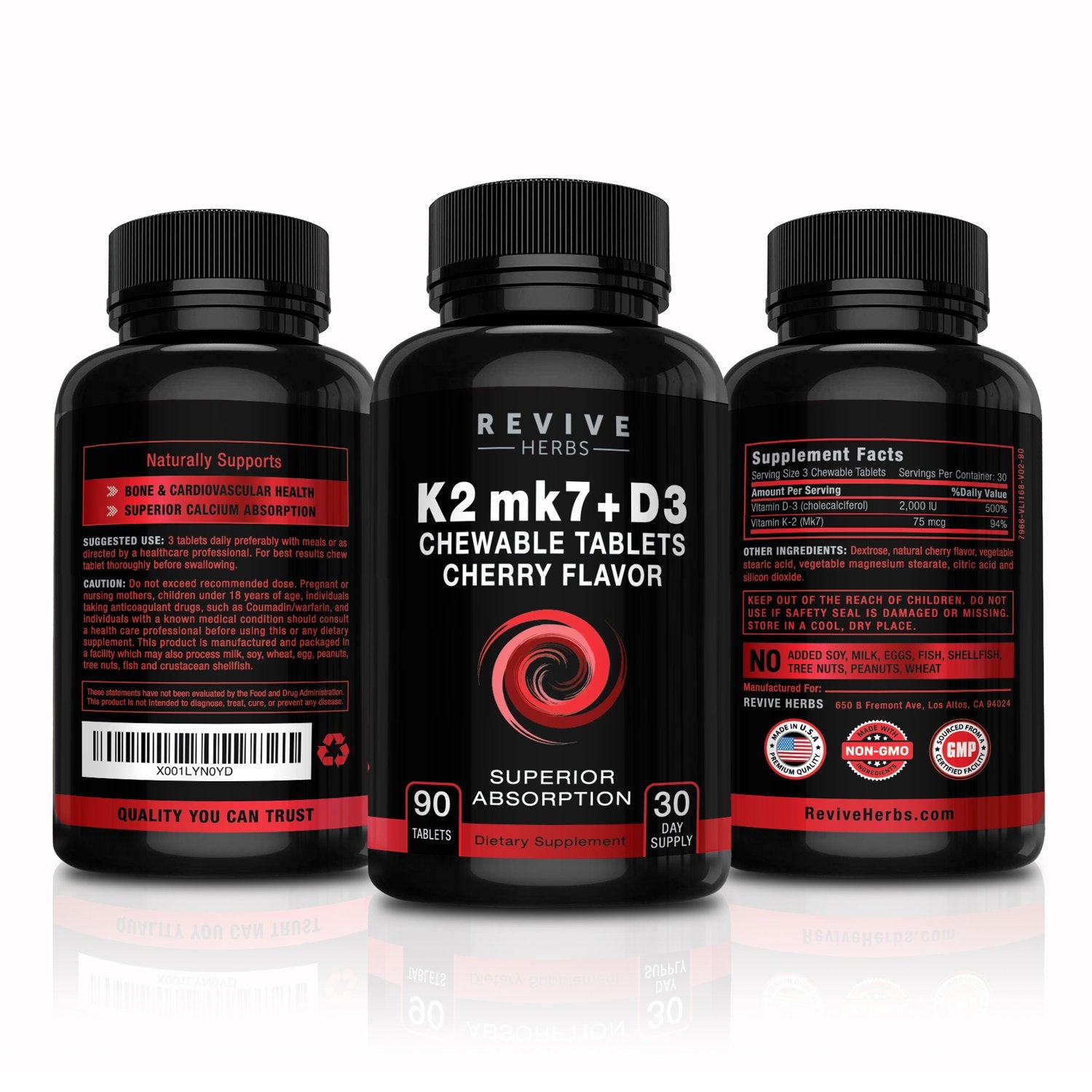 Graphic showing calcium absorption with K2 D3 supporting bones and heart