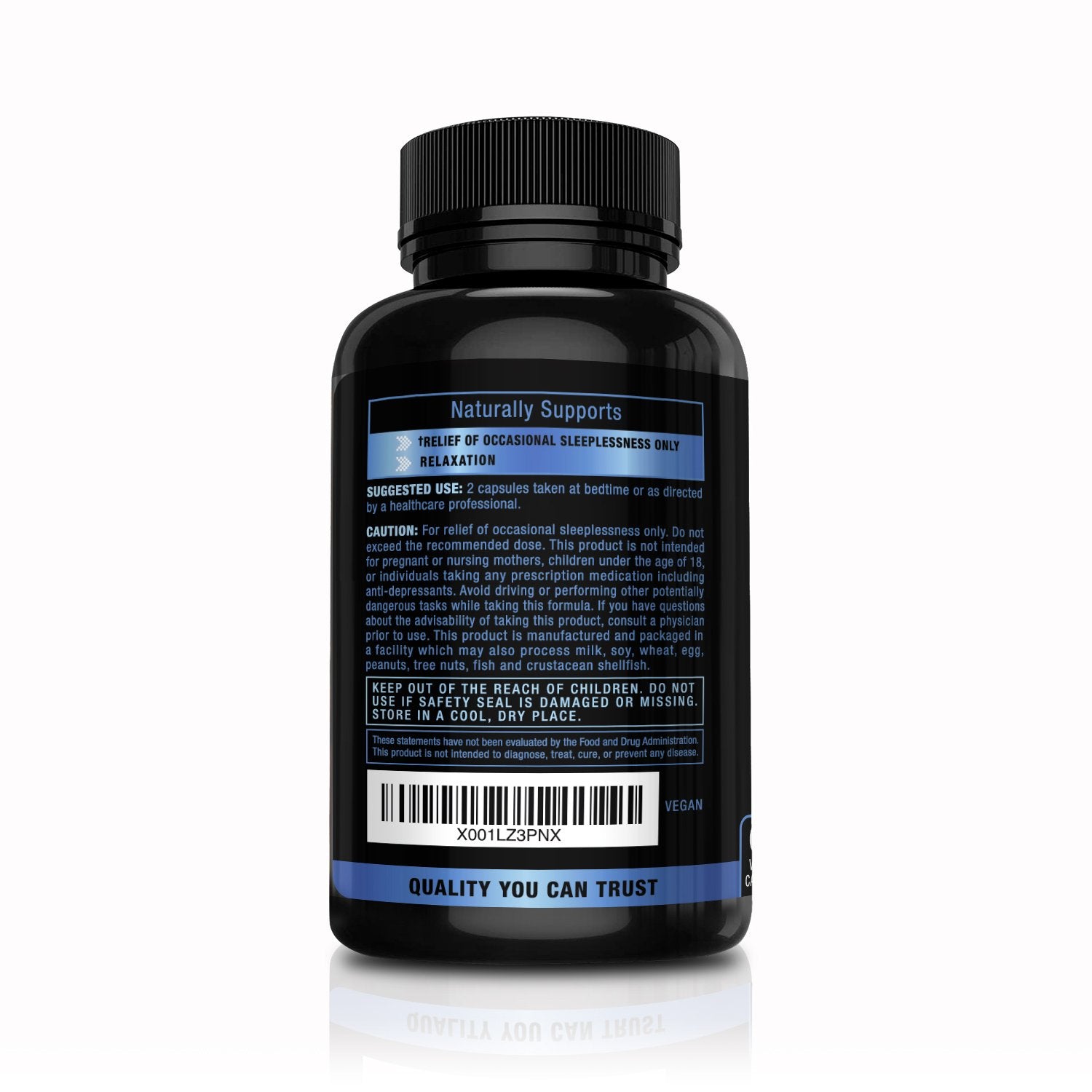 Ingredients including Magnesium, 5-HTP, Phellodendron root powder and Mucuna Pruriens