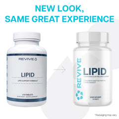 Revive MD Lipid Support Nutrition Label highlights 30 servings per bottle.