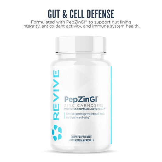 Zinc Carnosine capsules inside Revive MD bottle