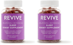 REVIVEEO Melatonin & Botanicals Sleep Gummies bottle with blueberry flavor