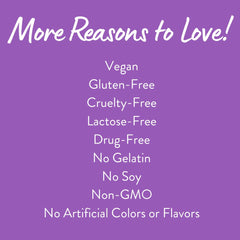 Close-up of blueberry-flavored sleep gummy with chamomile, lemon balm and passionflower