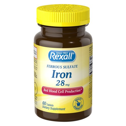 Rexall Ferrous Sulfate Iron 28 mg tablets - 60 count bottle
