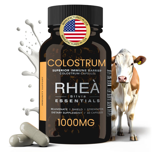 Bottle of RHEA Bovine Colostrum capsules for women - 60 count