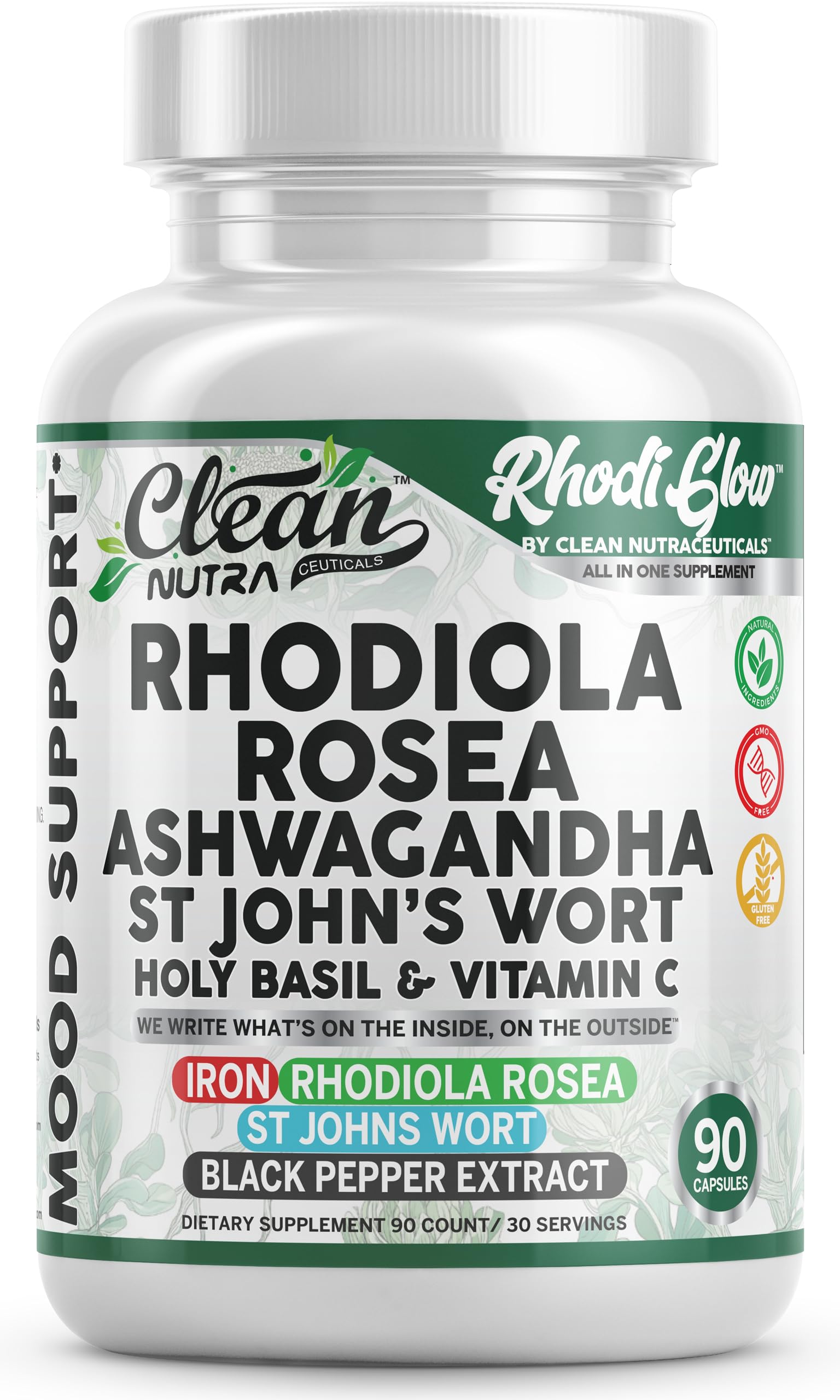 RhodiGlow mood-support bottle front