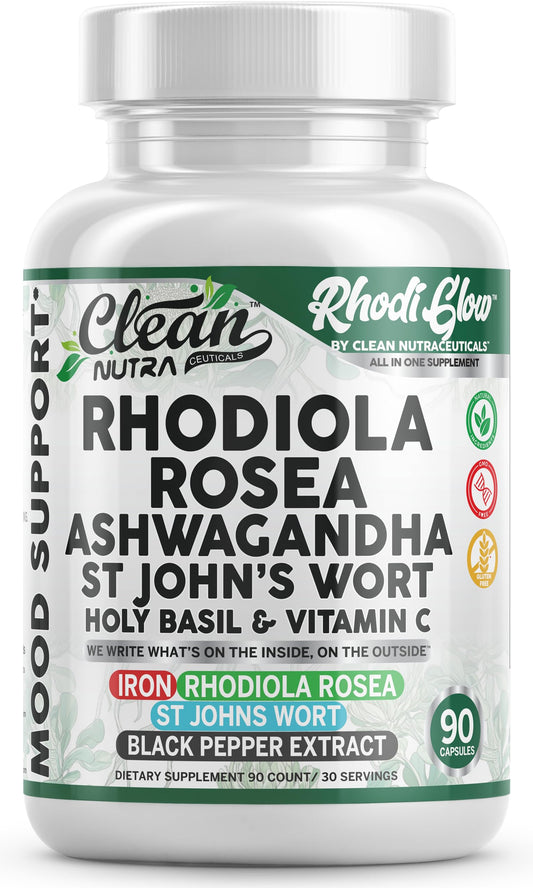 RhodiGlow mood-support bottle front