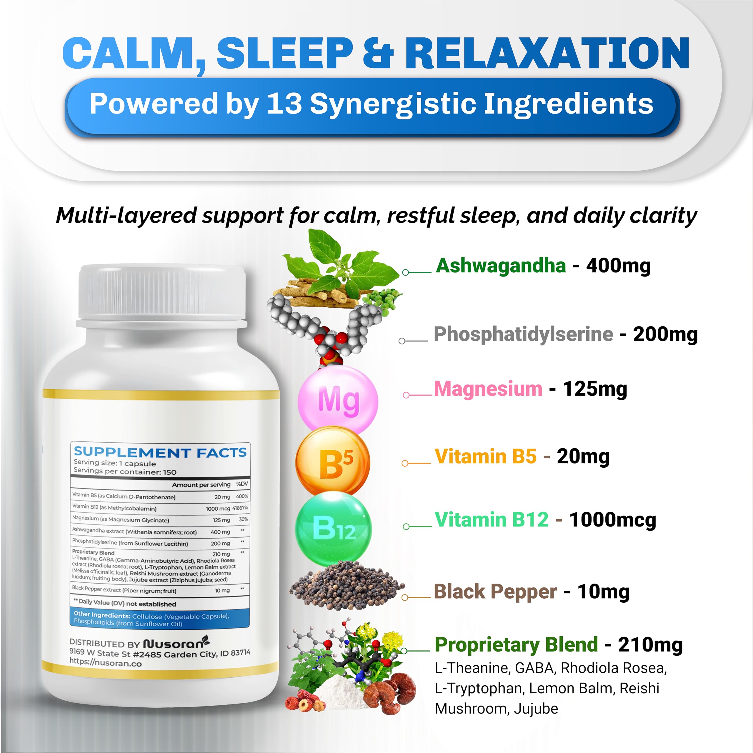 Rhodiola, Lemon Balm, and Ashwagandha blend for stress support