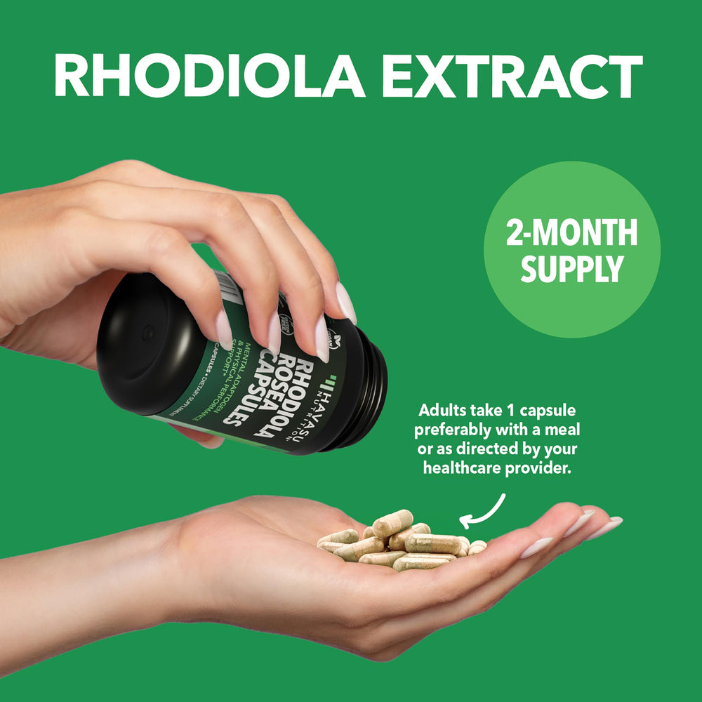 Rhodiola Rosea capsules in bottle
