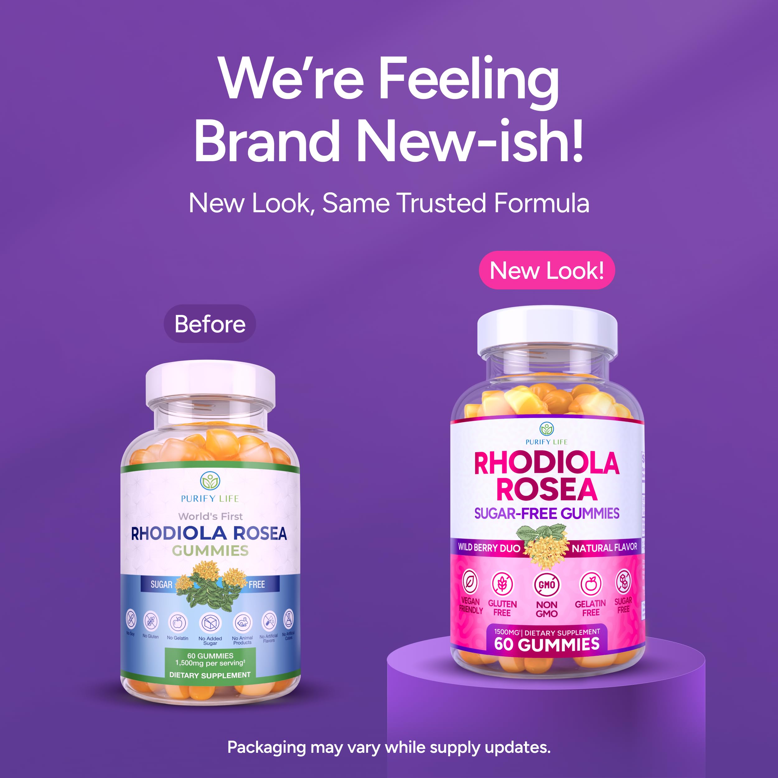 Gummies supporting mood, focus, and energy with Rhodiola Rosea