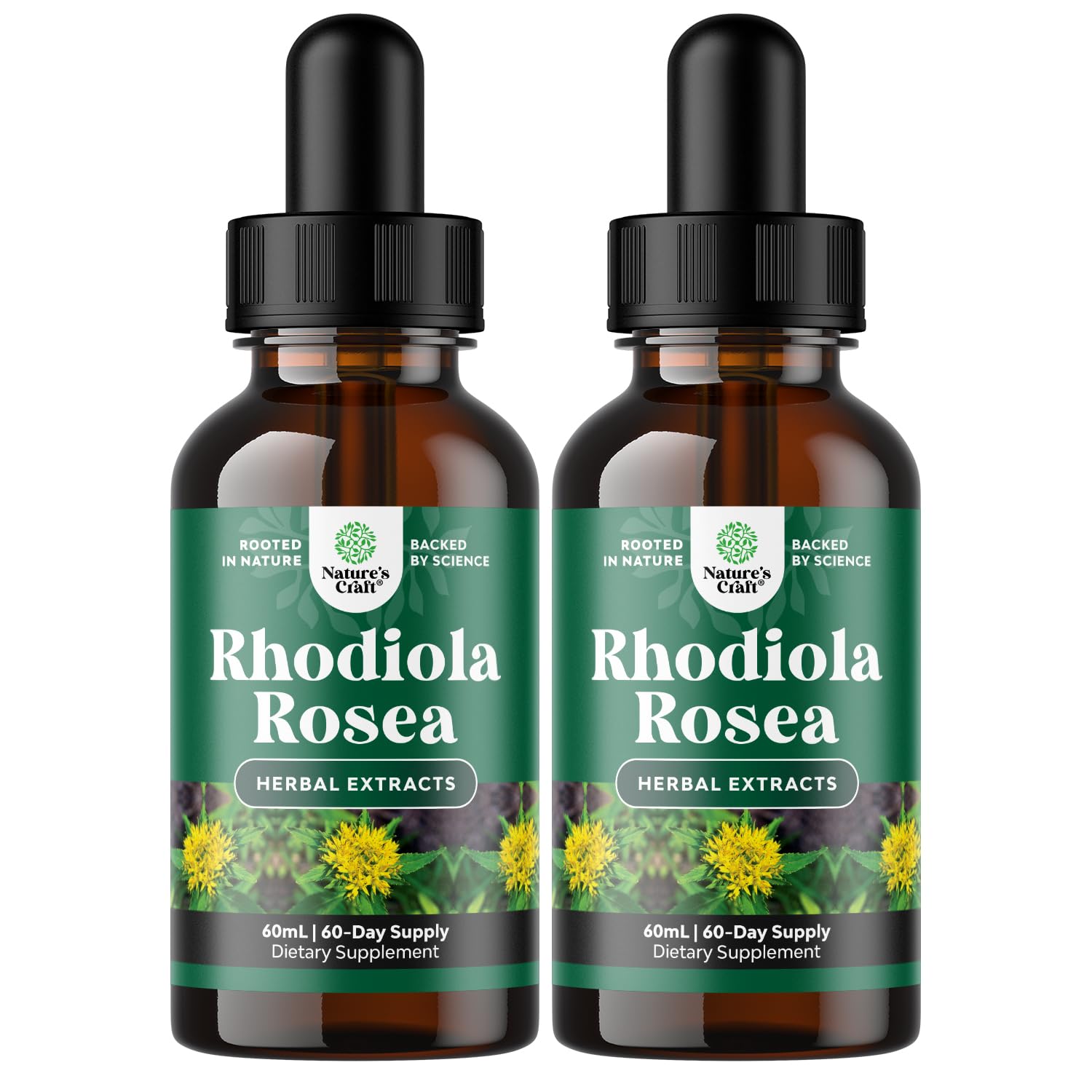 High Potency Rhodiola Rosea tincture bottle with label
