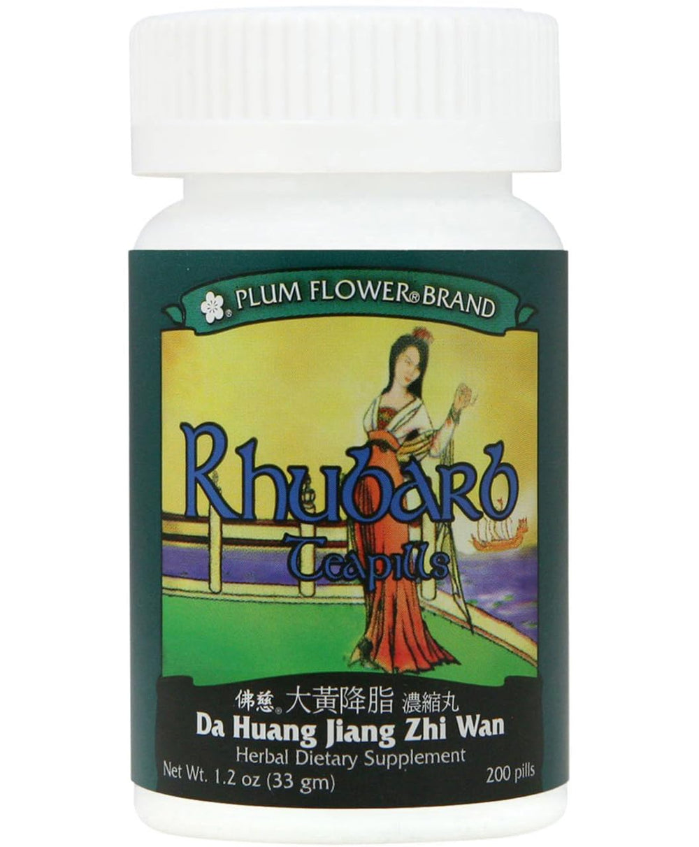 Rhubarb Teapills Da Huang Jiang Zhi Wan Plum Flower bottle label