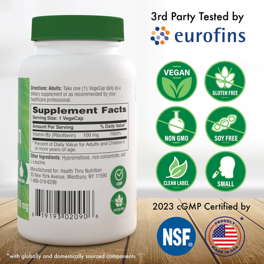 Label close-up showing Vitamin B2 Riboflavin 100mg
