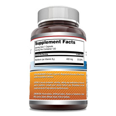 Back view of Amazing Formulas Riboflavin 400mg bottle with supplement facts