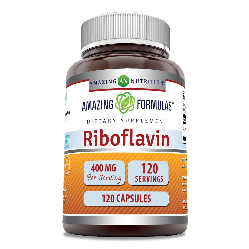Front view of Amazing Formulas Riboflavin 400mg bottle