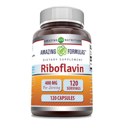Front view of Amazing Formulas Riboflavin 400mg bottle