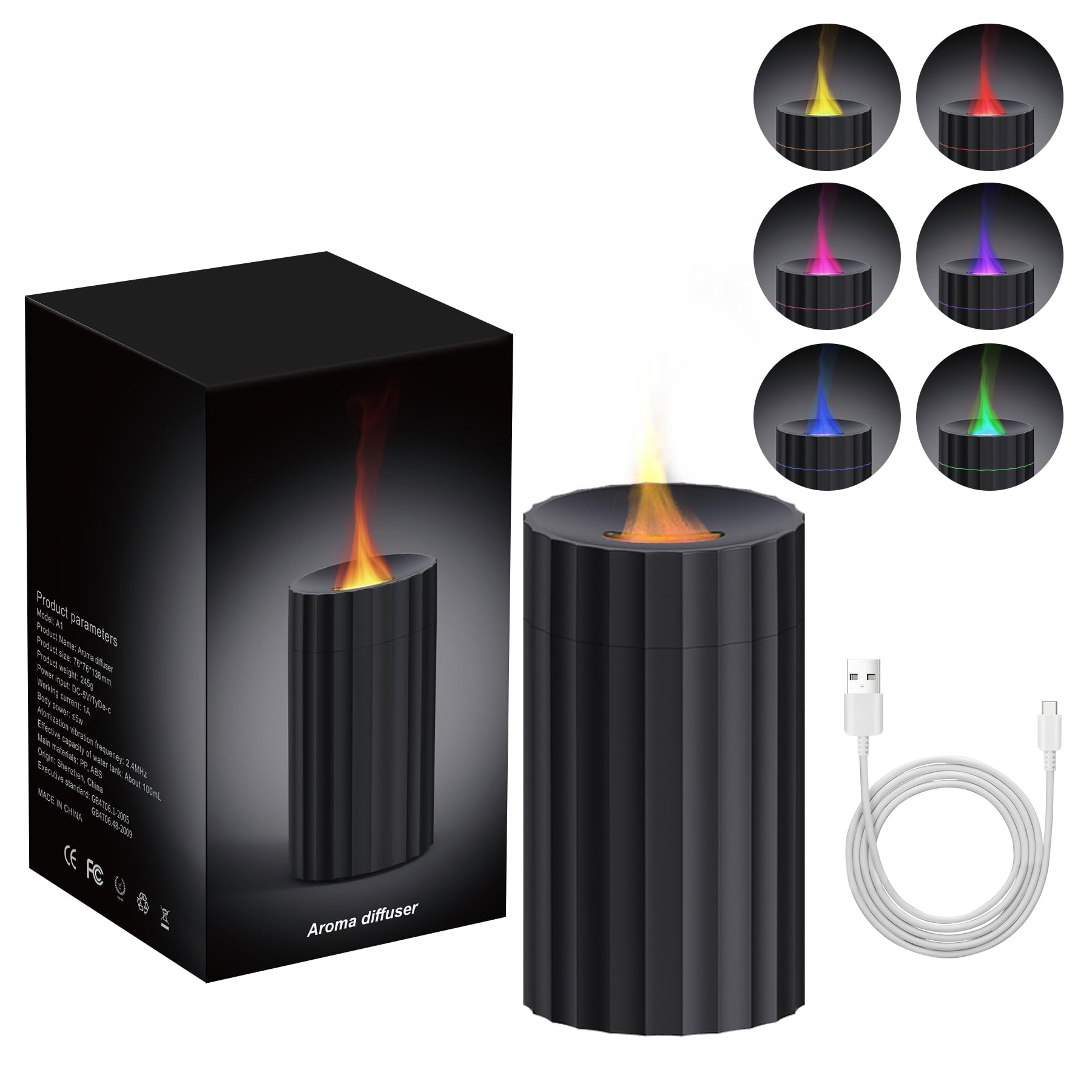 Rican car diffuser in black cylindrical design