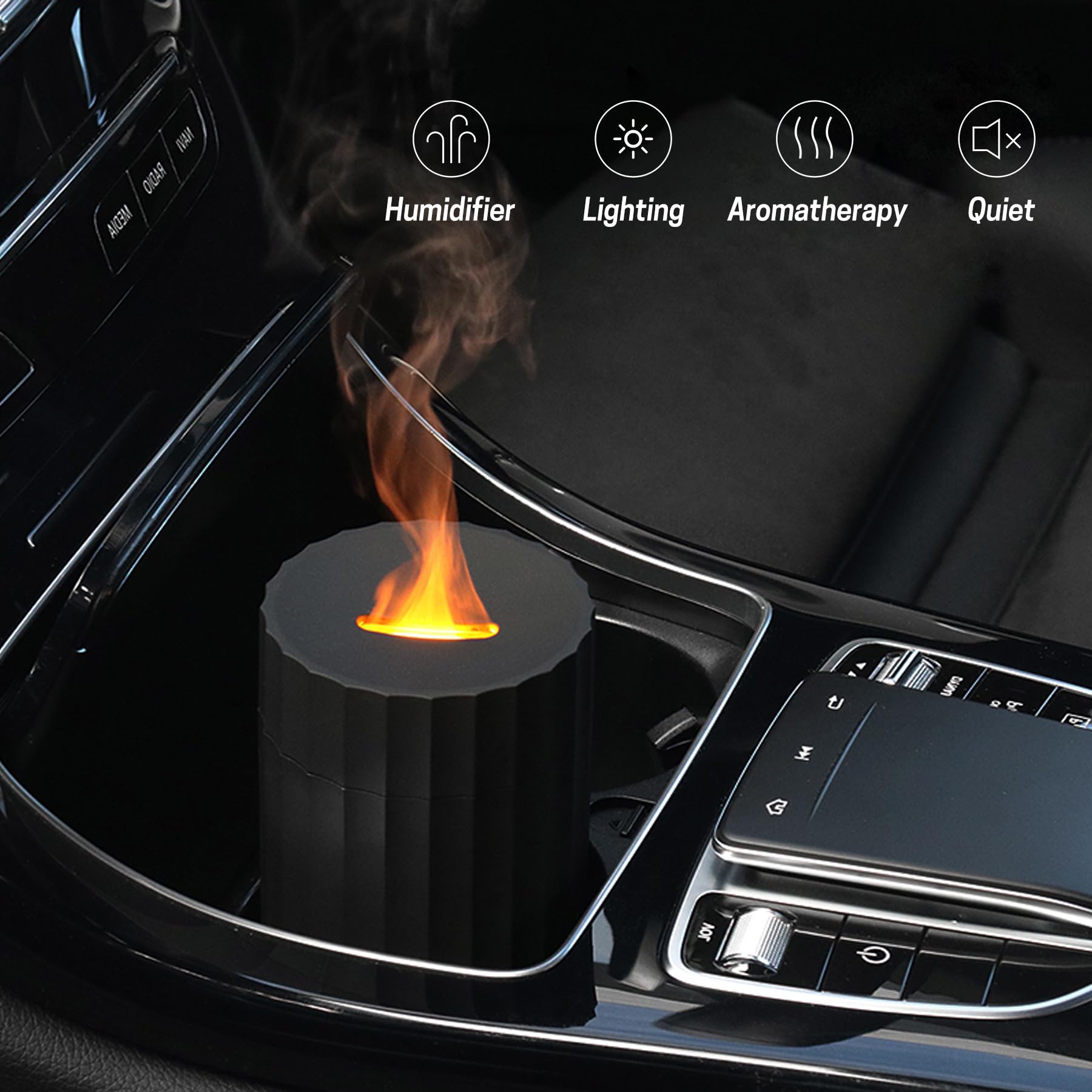 Flame LED touch diffuser displaying seven color options
