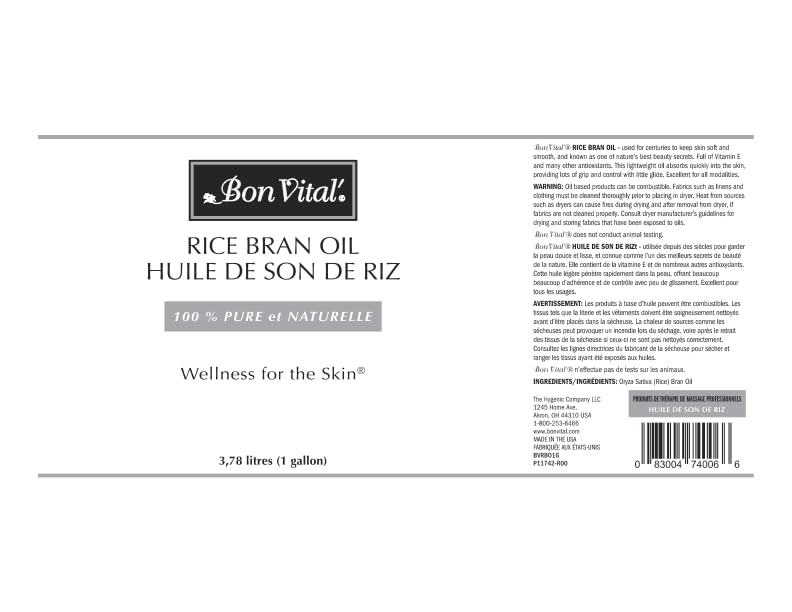 Close-up of Cold-Pressed 100% Pure Rice Bran Oil label