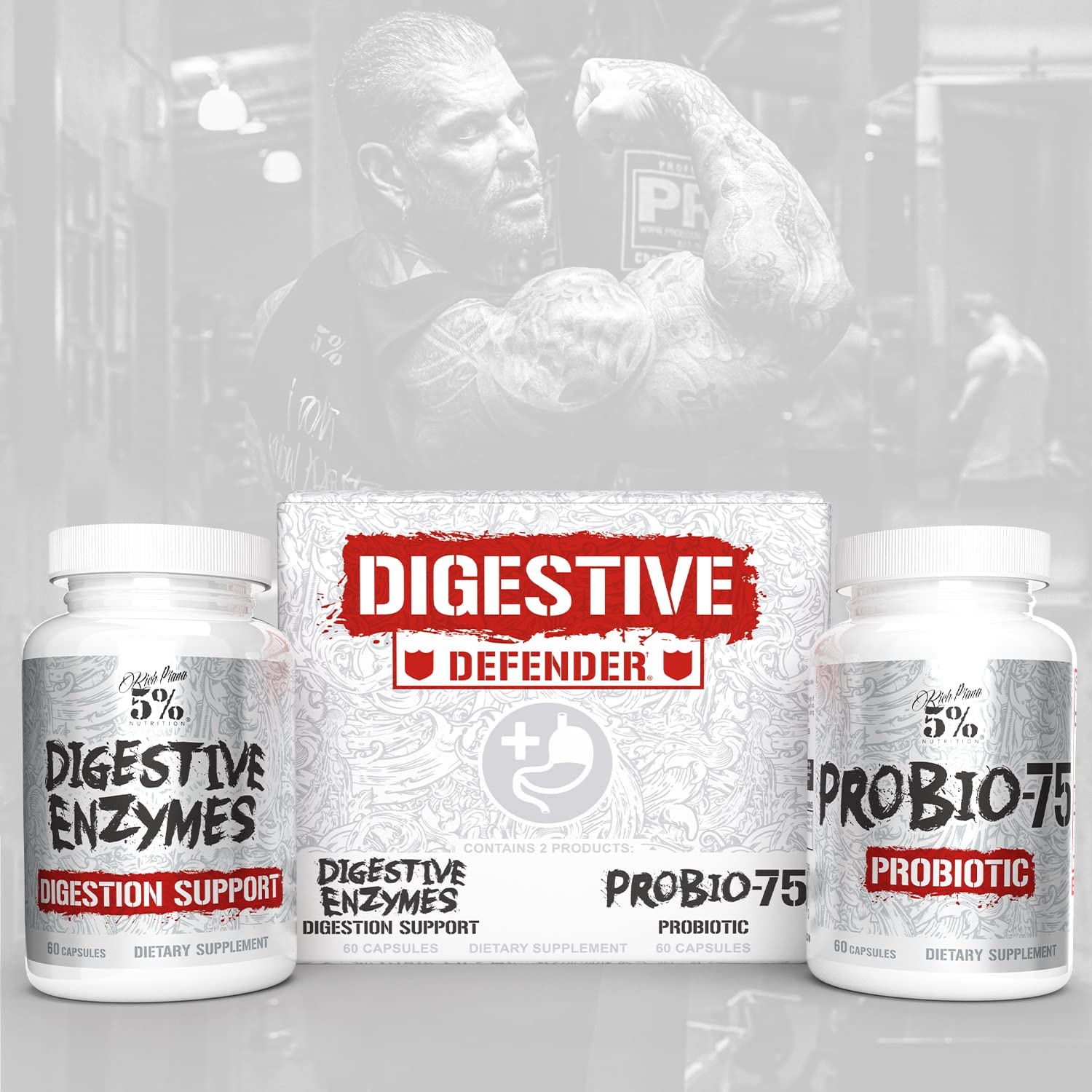 Close-up of digestive enzymes including lipase, bromelain, papain and amylase